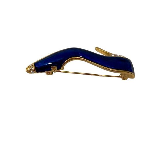 Cobalt Blue & Bright Gold Toned Stiletto Brooch. - Picture 2 of 8
